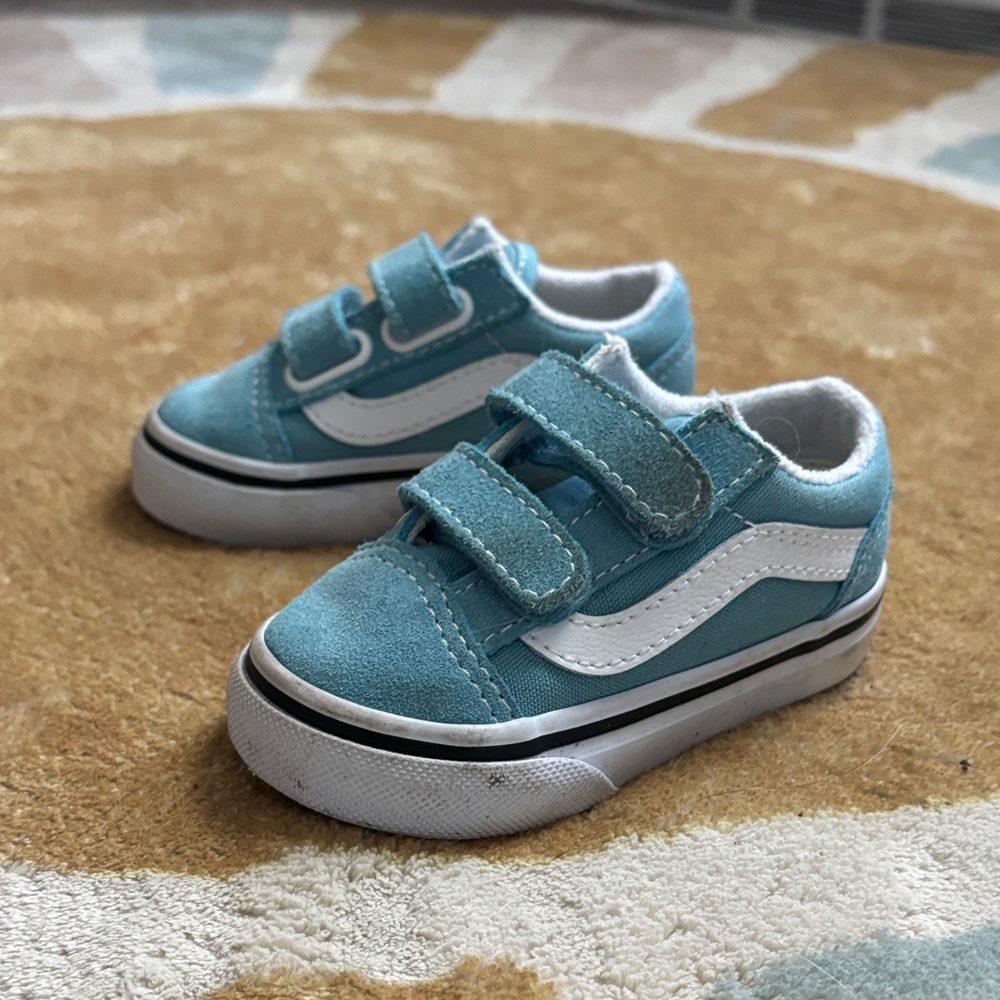 Vans Kids Teal and White Sneakers